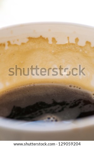 Coffee stain inside a cup after drink