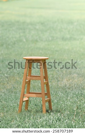 Wood chair in field with green grass