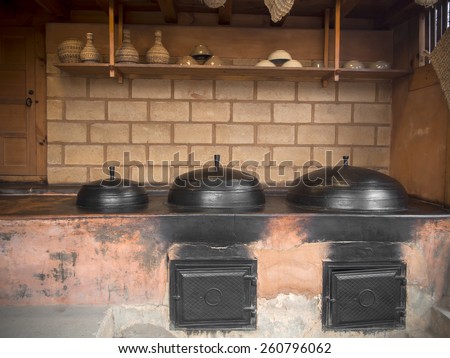 Korea tradition kitchen with stove and utenstil.