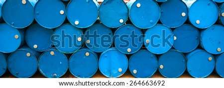 Oil barrels or chemical drums stacked up