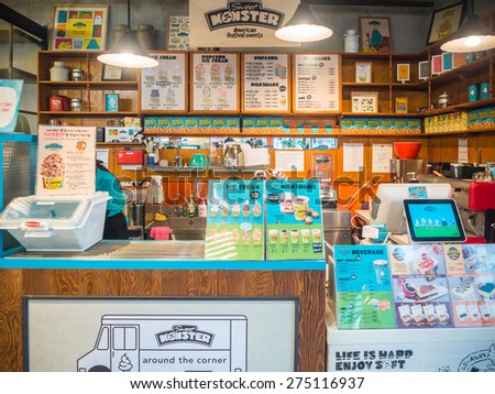 Seoul, South Korea - 1 March, 2015 : Sweet Monster Shop. The signature Popcorn ice cream is favorite dessert in Seoul, South Korea.