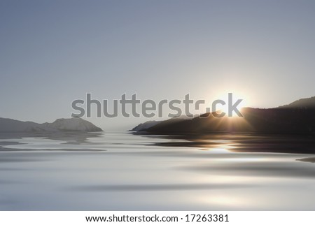 Landscape between ice,mountain and ocean .