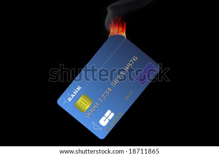 Credit card burning and changing money in smoke...