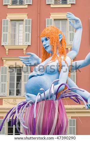 NICE - FEBRUARY 21:  Carnival of Nice  on February 21, 2010 in French Riviera . This is the main winter event of the Riviera. 2010 topic is the \