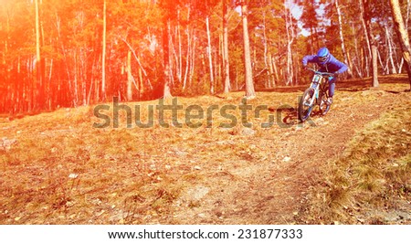 man riding a mountain bike outdoor. mountain bike