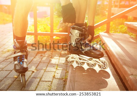 man rollerblading outdoors. sport lifestyle. roller skating