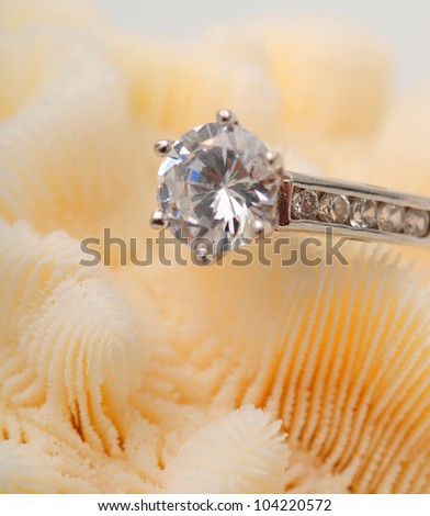Large round diamond on an engagement ring