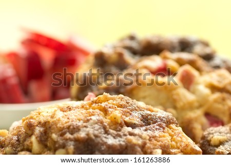 Gluten Free Rhubarb Muffins with cinnamon and sugar topping