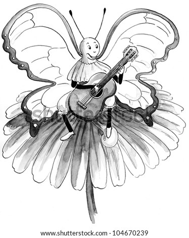 butterfly plays the guitar