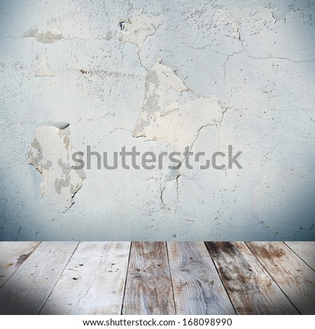 grunge interior - concrete wall and wood floor