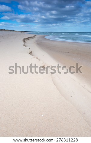 Baltic shore. Beautiful dramatic weather seascape of polish shore of Baltic sea.
