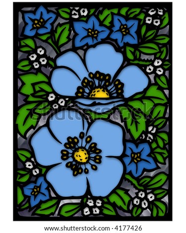 Blue flowers in a art deco design.