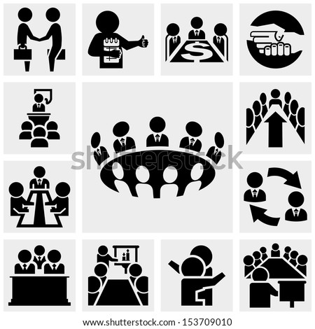 Business Man Vector Icons Set On Gray