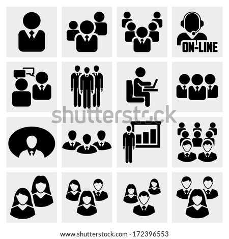 Office People Vector Icons Set On Gray