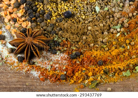 Herbs and spices.Aromatic ingredients and natural food additives.Background