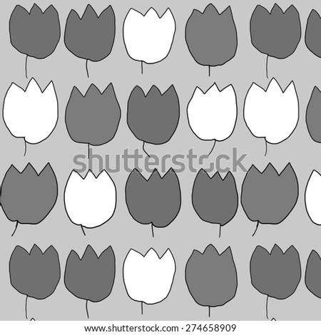 tulips pattern grey
