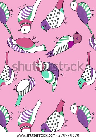 birds pattern on pink