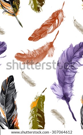 feathers pattern watercolor 1
