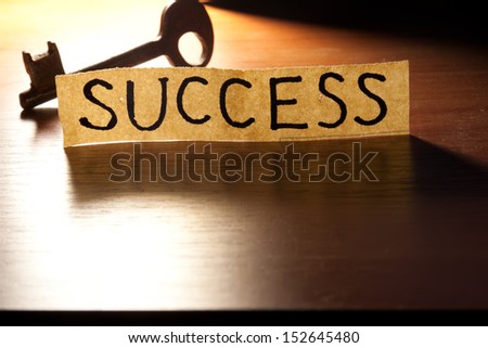 The Key to Success. Key on a wooden background.