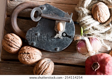 Food background, rural market, grocery store.
