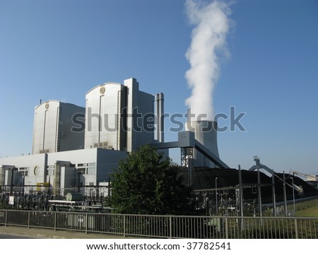 Coal power station  produces electricity by burning coal but has the side-effect of producing a large amount of carbon dioxide, which is released from burning coal and contributes to global warming