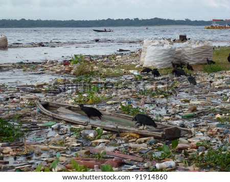 Manaus, 02 January 2012. Shocking picture of water pollution on the banks of the Rio Negro.Manaus Amazonas, Brazil