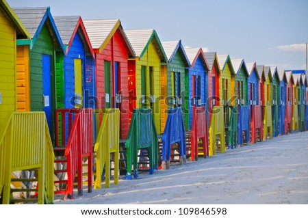Colored Beach Huts, Cape Town, South Africa