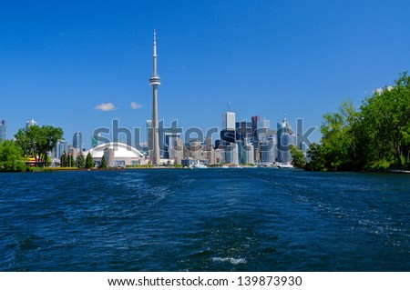 TORONTO, CANADA - JUNE 26: Toronto skyline with architectures on June 26, 2012 in Toronto, Canada.  With a population of 6M, Toronto is the  capital of Ontario and the largest city in Canada.