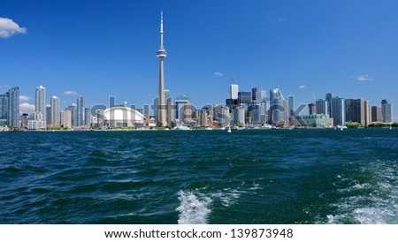 TORONTO, CANADA - JUNE 26: Toronto skyline with architectures on June 26, 2012 in Toronto, Canada.  With a population of 6M, Toronto is the  capital of Ontario and the largest city in Canada.
