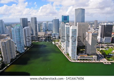 MIAMI - OCTOBER 25 : The Miami River on october 25, 2010. It drains out of the Everglades and runs through the Downtown and the city of Miami and is 5.5-mile (8.9 km) long.