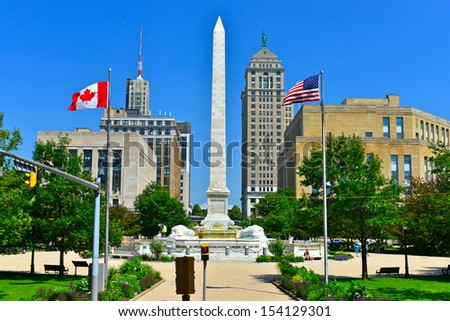 Niagara Square In Downtown Buffalo, Ny, Usa