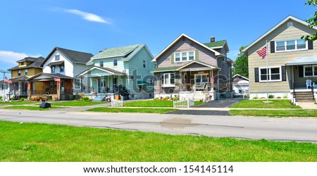 Wooden houses in the industrial suburb of Buffalo, NY, USA