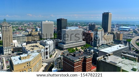 BUFFALO - JUNE 26 : The Buffalo,NY skyline on june 26,2013. Buffalo isthe second most populous city in the state of New York, after New York City. It has a population of 261,310 (2010 Census).