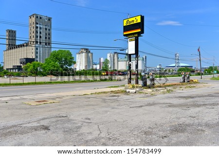 BUFFALO - JUNE 26 : Abandoned gas station in Buffalo,NY on june 26,2013. In 2010, Forbes rated Buffalo the 10th best place to raise a family in America...