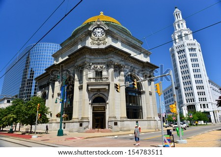 BUFFALO - JUNE 26 : The Buffalo Savings Bank in Buffalo,NY on june 26,2013. The building opened in May 1901.Its gold-leafed dome measures 23 feet tall and 56 feet in diameter.