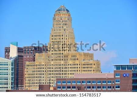 BUFFALO - JUNE 26 : The Buffalo,NY city hall on june 26,2013.At 378 ft height from the street to the tip of the tower, it is one of the largest and tallest municipal buildings in the USA