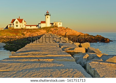 Eastern Point Lighthouse At Sunset, Gloucester, Massachusetts, Usa