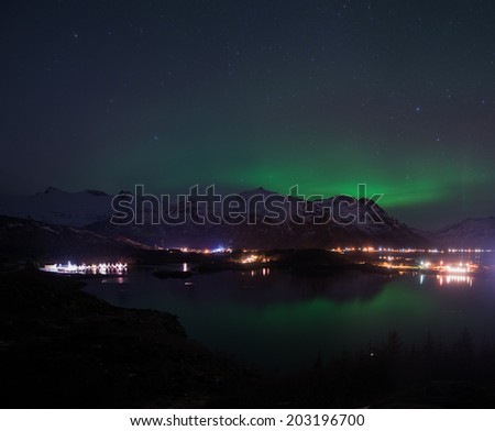 The northern lights in the Lofoten Islands, Norway