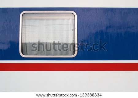 Window of train in the rain