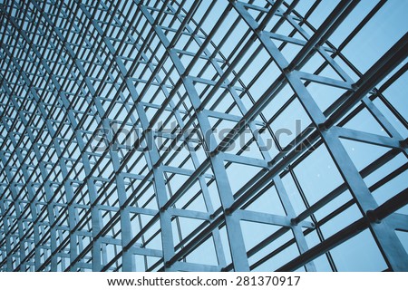 The steel structure of the glass wall in Beijing