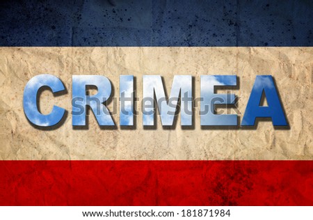 The National flag of Crimea with text Crimea - stock photo