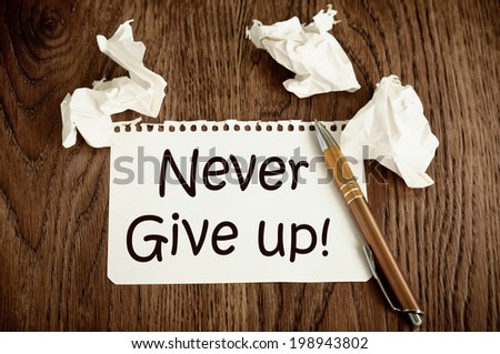 Never Give Up message