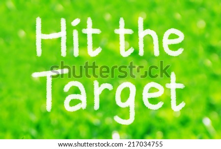 Hit the Target. Motivational Concept written on a green background