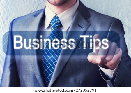 Business Tips Button on Virtual Screen