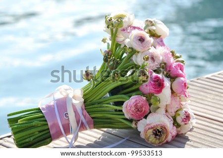 Wedding bouquet with the sea in background