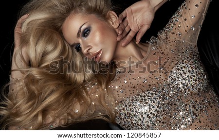 Fashion portrait of beautiful blonde woman