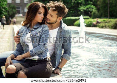 Young couple kissing each other
