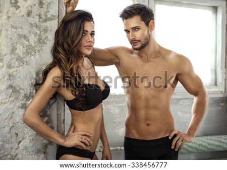 Beautiful couple in underwear