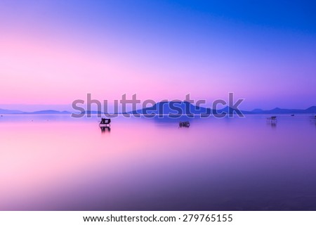 Beautiful sunset in lake Balaton-Hungary.Minimal  color style