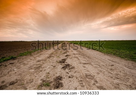 Country Road and sunset